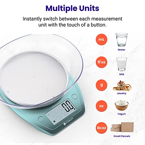 Food Kitchen Scale with Bowl (Bright Blue / 11lb / 11lb)