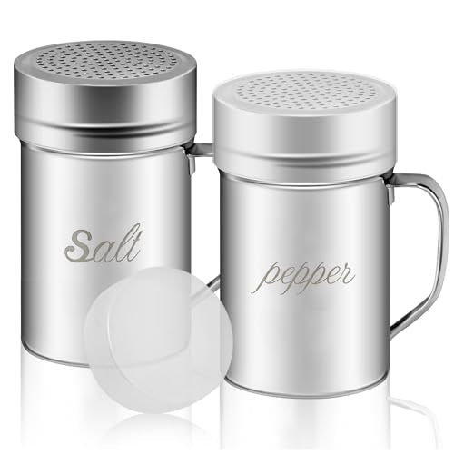 Stainless Steel Salt and Pepper Shakers Set (14 Ounce)