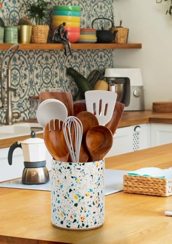 Ceramic Kitchen Utensil Holder for Countertop 6.4" Marble Pattern (Marble Pattern)