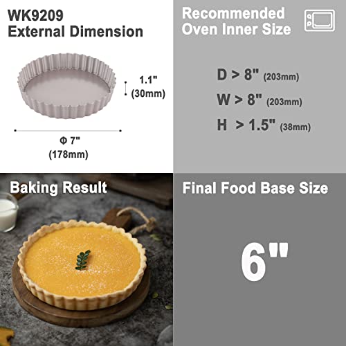 Tart Pan, 7-Inch with Removable Loose Bottom Non-Stick Round Quiche Bakeware for Oven and Instant Pot Baking (Champagne Gold) (7" with Removable Bottom)