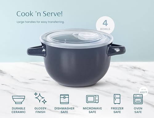 French Onion Soup Crocks with Lids & Handles (Denim)