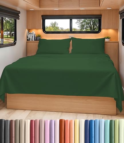 Short Queen Size 4 Piece Bed Sheet Set (17 - Emerald Green / Short Queen)
