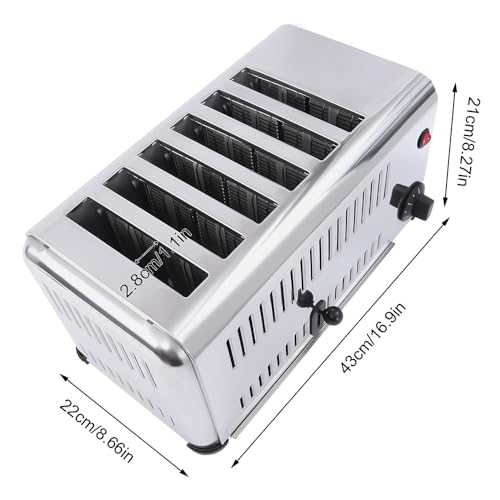 Commercial Toaster 6 Slices Stainless Steel Pop