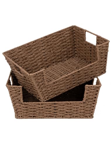 Pantry Baskets for Shelves (Brown / 13 ½"L x 10 ¾"W x 5"H)