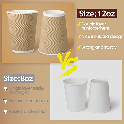 200 Pack 12 oz Brown Paper Cups