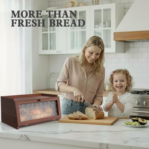 Bread Box for Kitchen Countertop (Brown Crabapple / 1‑tier)