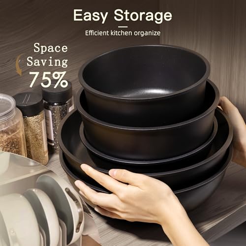 21 Pcs Pots and Pans Set Non Stick (Black / 21 Piece)