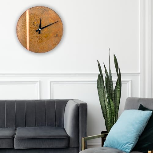 Handmade Copper Wall Clock Artisan Touch in Every Piece (Rusty Line / 17.7)