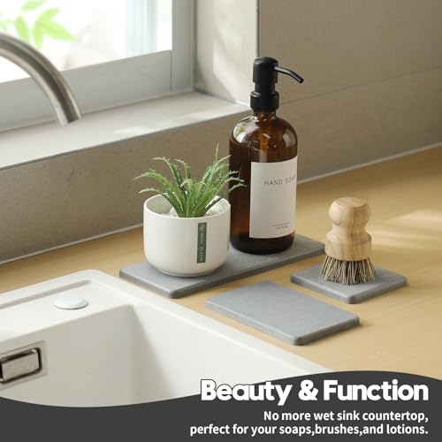 3PCS Bathroom Sink Vanity Trays (3 Pack - Light Gray / 9" x 3.5")