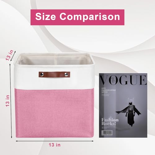 13x13 Cube Storage Bins (Pink / Off-White / Cube - 13"x13"x13")