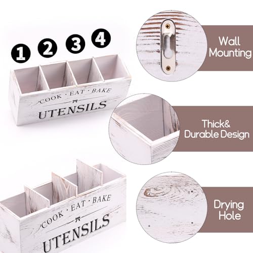 Kitchen Utensil Holder for Counter or Countertop (White Utensil Holder 4)