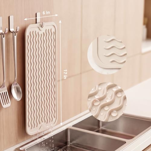 Silicone Dish Drying Mat for Multiple Usage (Tapioca / 17"L x 6"W)