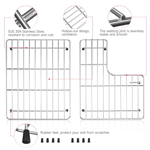 23.2'' x 11.6'' Stainless Steel Sink Protectors with Rubber Feet (1-Pack-23.2''x14.5'')