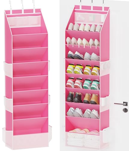 Shoe Storage Over the Door Shoe Organizer (Pink / 1 Pack)