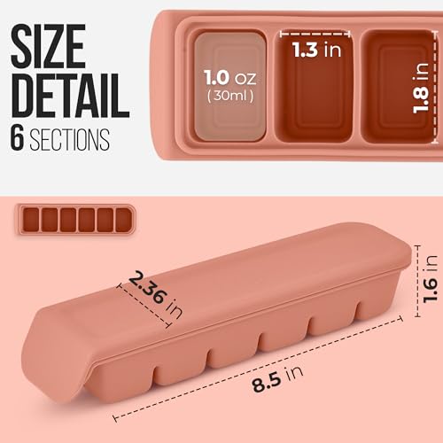 1 oz 6 Sections Silicone Ice Cube Freezer Tray with Lid