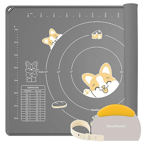 Silicone Baking Mat Sheet and Pastry Dough Cutter (Gray / 28"L x 20"W)