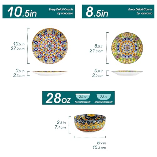 18 Pieces Dinnerware Sets (Service for 6 (18 Pcs) / Bohemian Style)