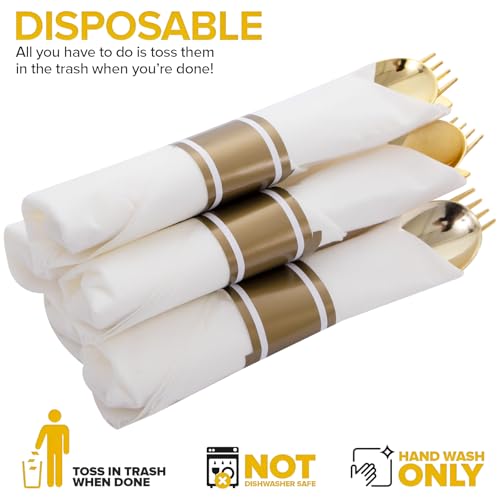 400PCS Pre Rolled Gold Plastic Silverware Sets (Gold - Classic)