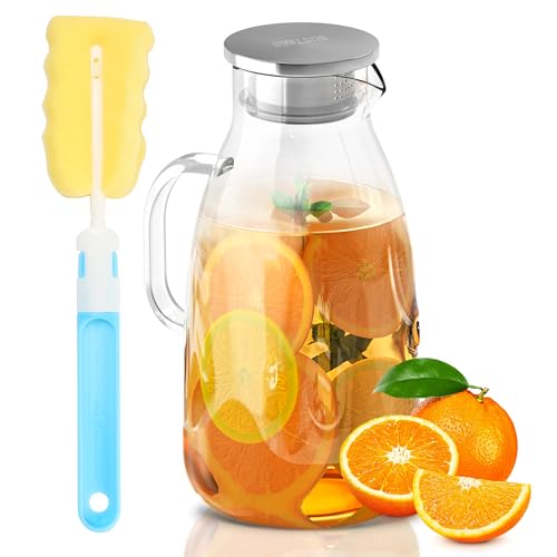 3 Liter 101 oz Glass Pitcher with Lid and Spout (101 Ounces / Clear)