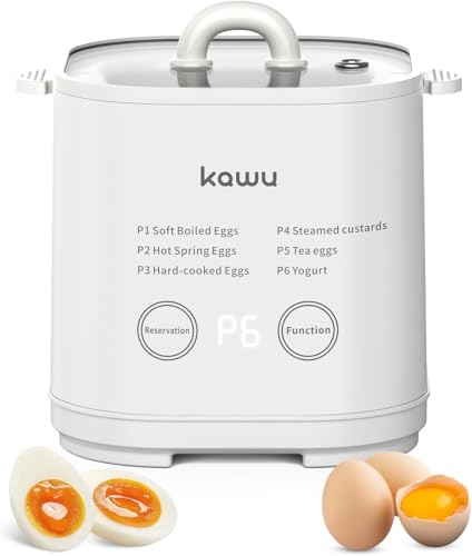 Egg Cooker, 6-in-1 Electric Egg Boiler for Hard Boiled Eggs (White)