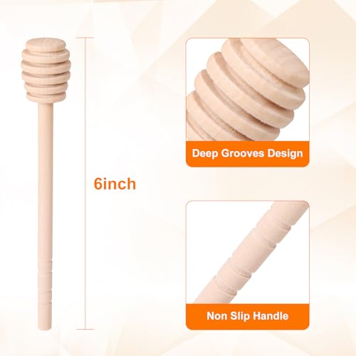 22 PCS Wooden Honey Sticks Dipper 6 Inch (6 Inch 22 Pcs)