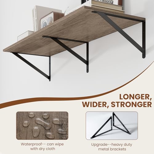 36W x 12D Deep Floating Shelves Set of 2 Grey (Grey With Black Metal Bracket / 36Wx12Dx5.8H)