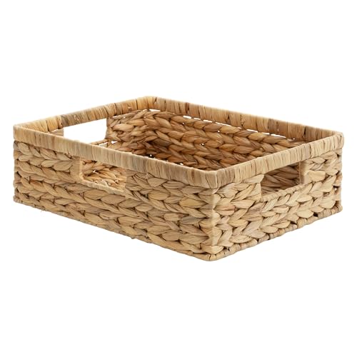 Wicker Storage Baskets for Shelves (Natural (Water Hyacinth) / 15¼"L x 11¾"W x 4¾"H)