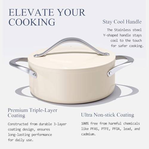 Ceramic Dutch Oven with Lid (Cream)