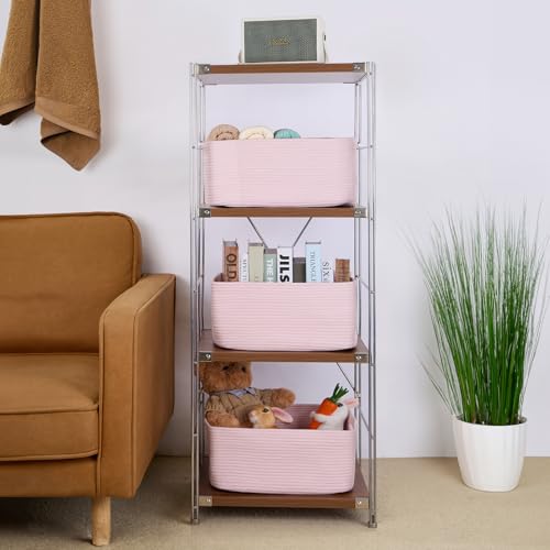 Large Storage Baskets for Shelves (2pcs-L17×W13×H7.5" / Light Pink)