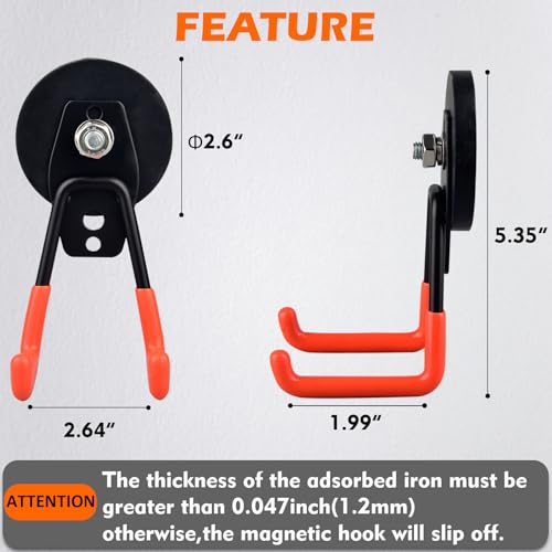 Magnetic Hooks Heavy Duty (2.6in Magnet M Red Hooks 2PCS)
