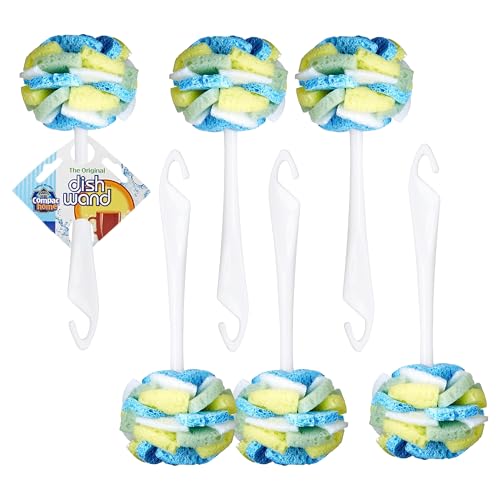 Dish SpongeWand Plus Tri Surface Scrubbing Sponge with Cello Foam Scour Sponge Petals (6 Count (Pack of 1))
