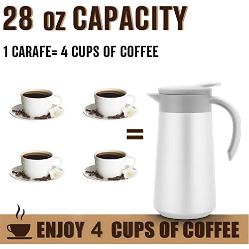 28oz Small Coffee Carafe Insulated Coffee Pot (White)