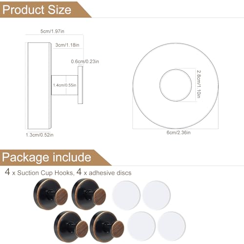 Suction Cup Hooks for Shower (Brushed Bronze)