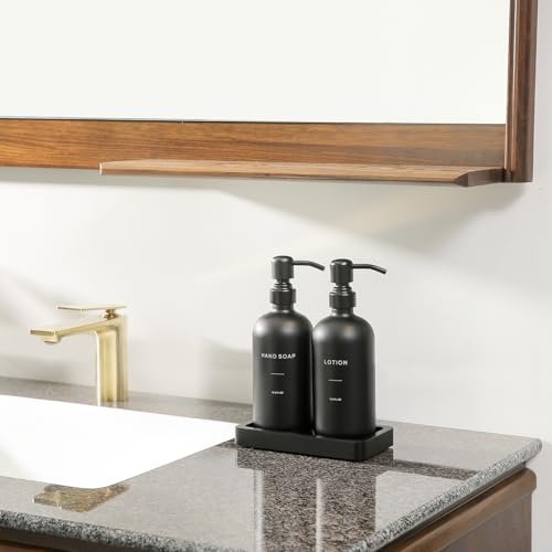 Black Soap Dispenser Bathroom Set (Black Pump & Black Bottle)