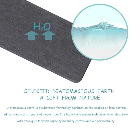 2Pcs Stone Soap Trays Water Absorbing Diatomite Coaster (Dark Gray / 10" x 3.2")
