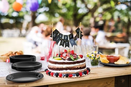 Sturdy Black Plastic Plates 10" Party Plates 100 Pcs (10 inch / Black)