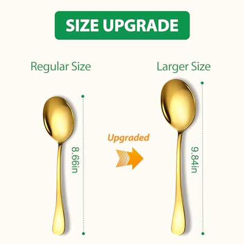 Stainless Steel Serving Spoons Set (8 Pieces (Large Only) / Gold)