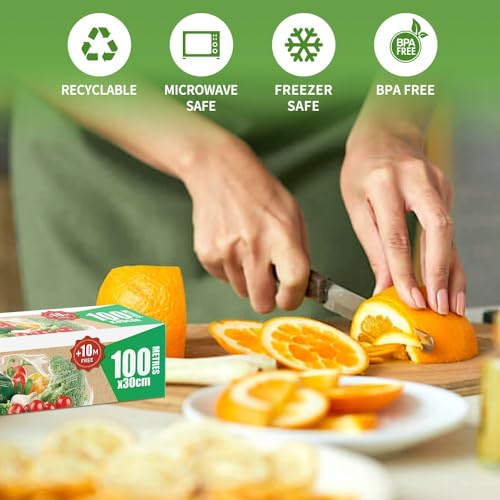 100% Compostable Plastic Cling Wrap Dispenser With Slide Cutter 12 inch Food Service Cling Film Wrap Roll