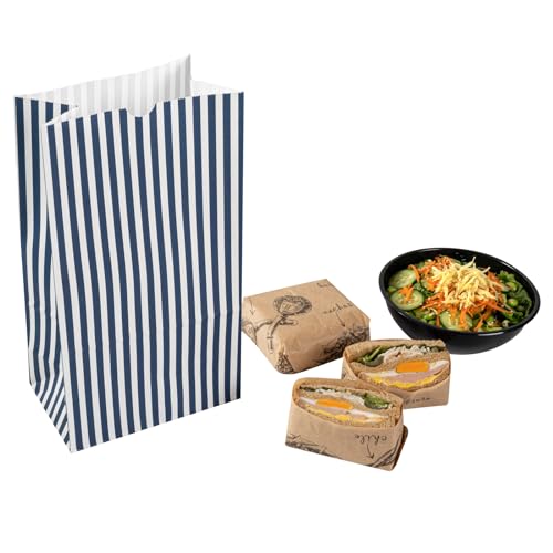 Blue And White Stripe Paper Bag (12 lb / Blue & White)