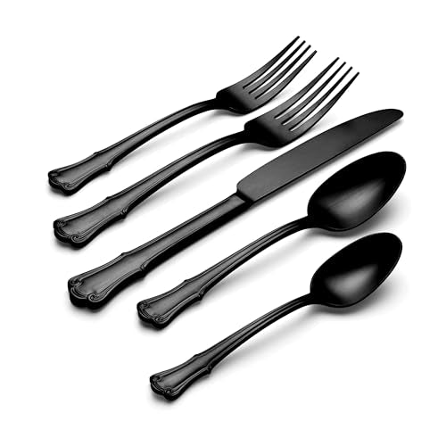 James Street Black Satin 20 (Satin Black / 20 Count / 20-Piece Flatware Set)
