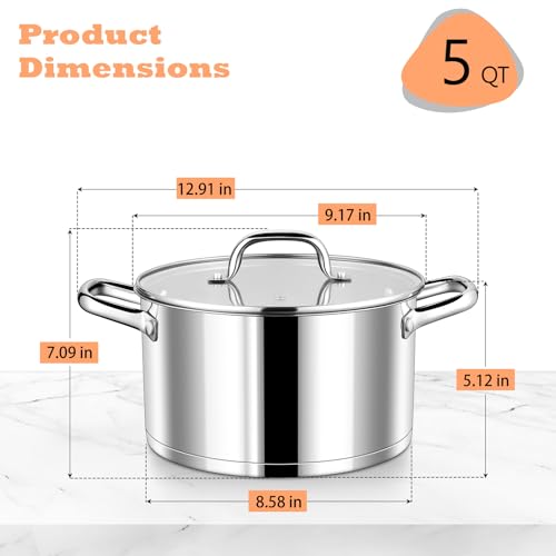 5 Quarts Stock Pot with Lid (5 Quarts)