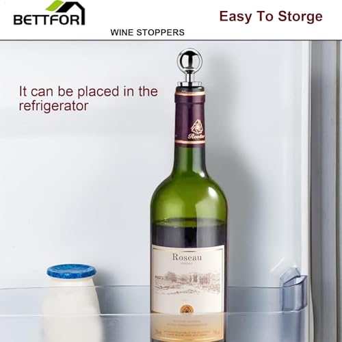 Wine Stoppers for Wine Bottles 6Pcs Vacuum Wine Bottle Stopper with Silicone Reusable Wine Corks (Silver / 6 Pack)