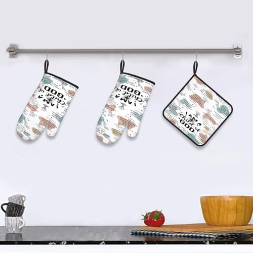 Christian Oven Mitts and Pot Holders Sets of 3 (Funny)