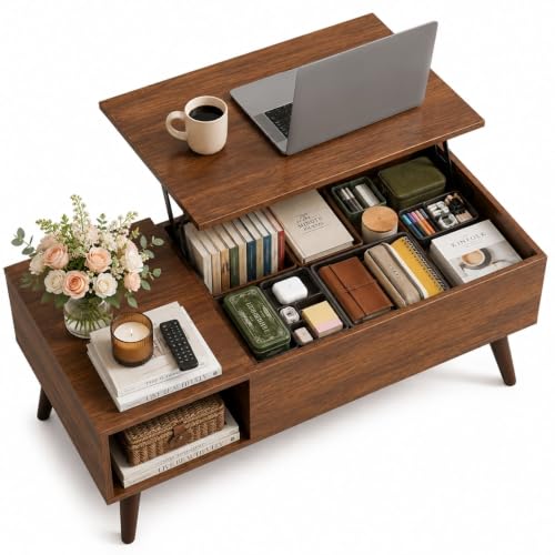 Lift Top Coffee Table with Hidden Storage (Aged Walnut / 39")