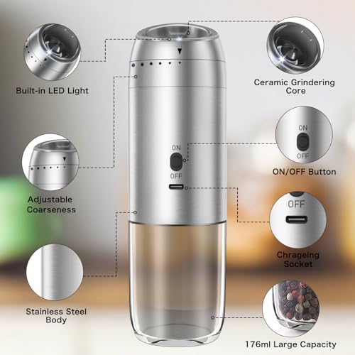Electric Salt and Pepper Grinder Set