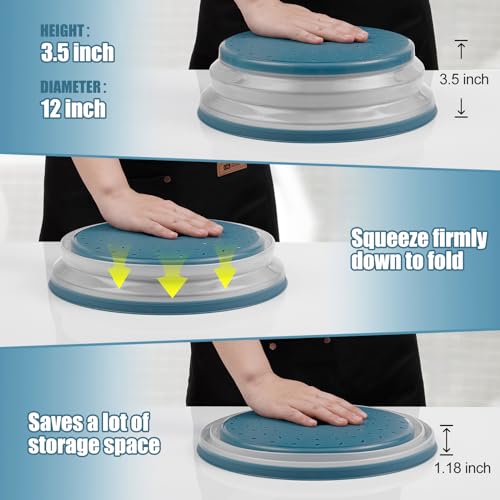 Large Microwave Splatter Cover & Silicone Mat (12" blue cover & 12" black mat)