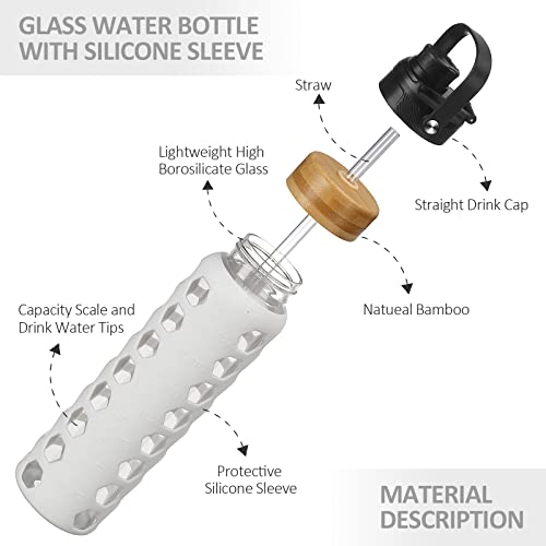 Glass Water Bottle (White / 32 Ounces)