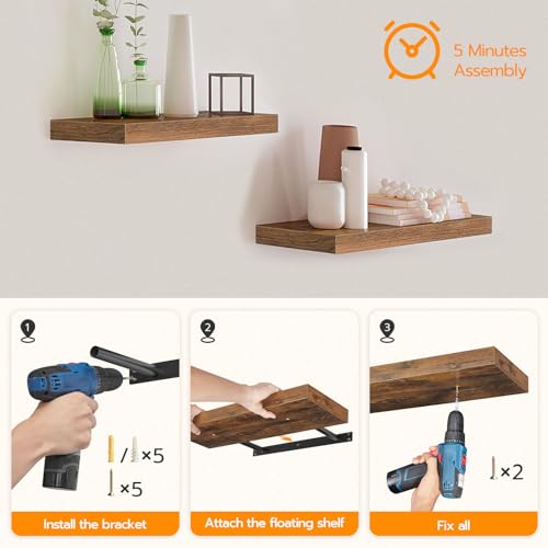 Floating Shelves for Wall (Rustic Brown / 47.2 Inches)