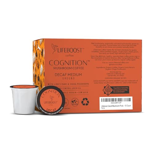 Cognition Decaf Mushroom Coffee K Cups (10 Count (Pack of 1))