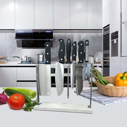 Magnetic Knife Block with Marble Base (White / No Shield)